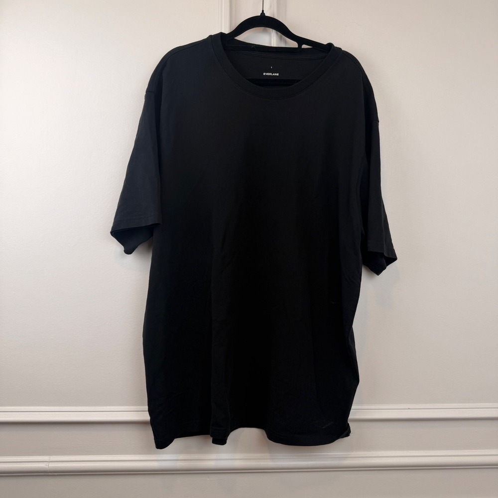 Everlane Mens Organic Cotton Crew Neck T-Shirt Black Short Sleeve Large L